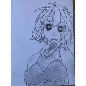 shaded pocky anime girl sketch